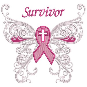 Breast Cancer Survivor Butterfly With Cross Filled Machine Embroidery Design Digitized Pattern